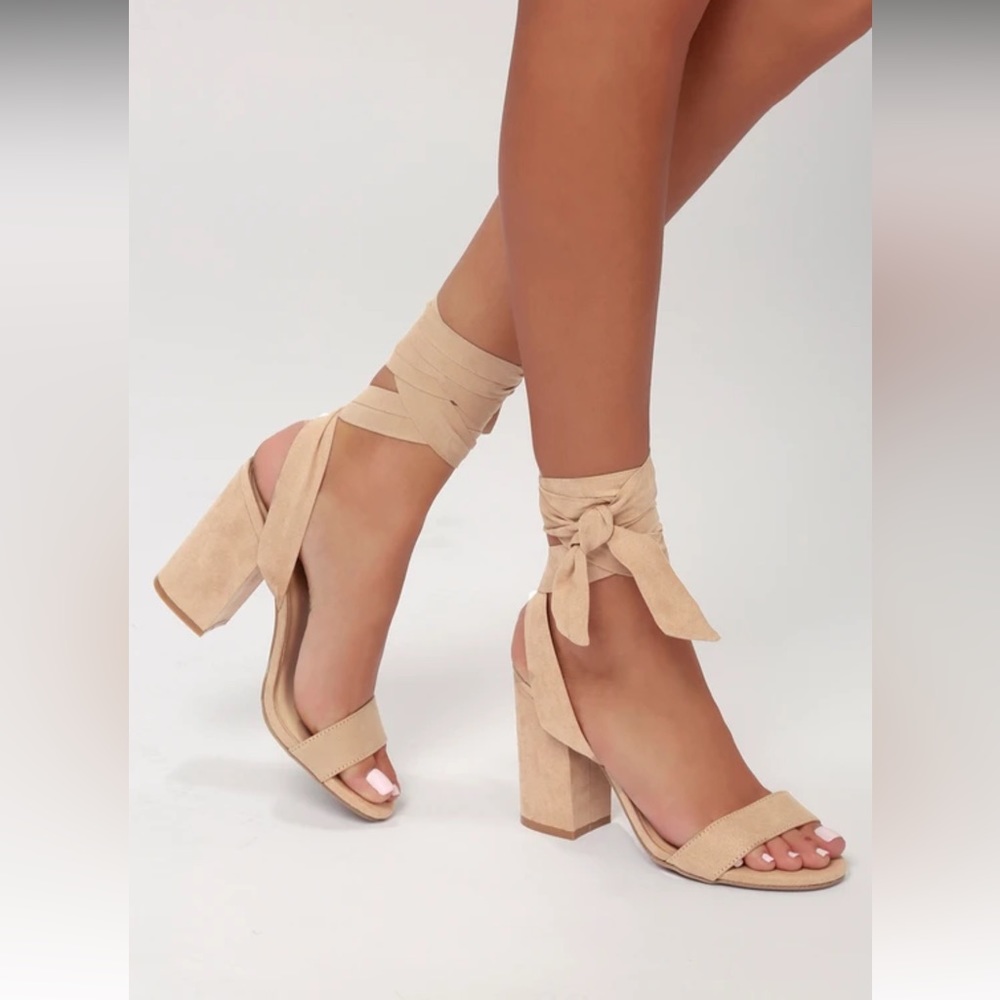 New Alta Light Nude Suede Lace-Up Heels
Lulus